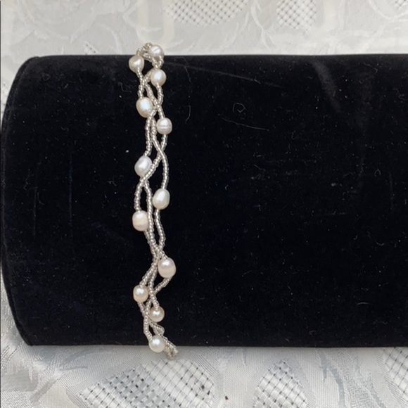 Freshwater pearl necklace  & beaded bracelet   set - Picture 7 of 7